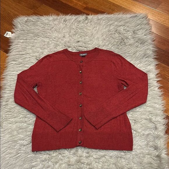 Eddie Bauer women’s red cotton button front‎ cardigan - Picture 1 of 4